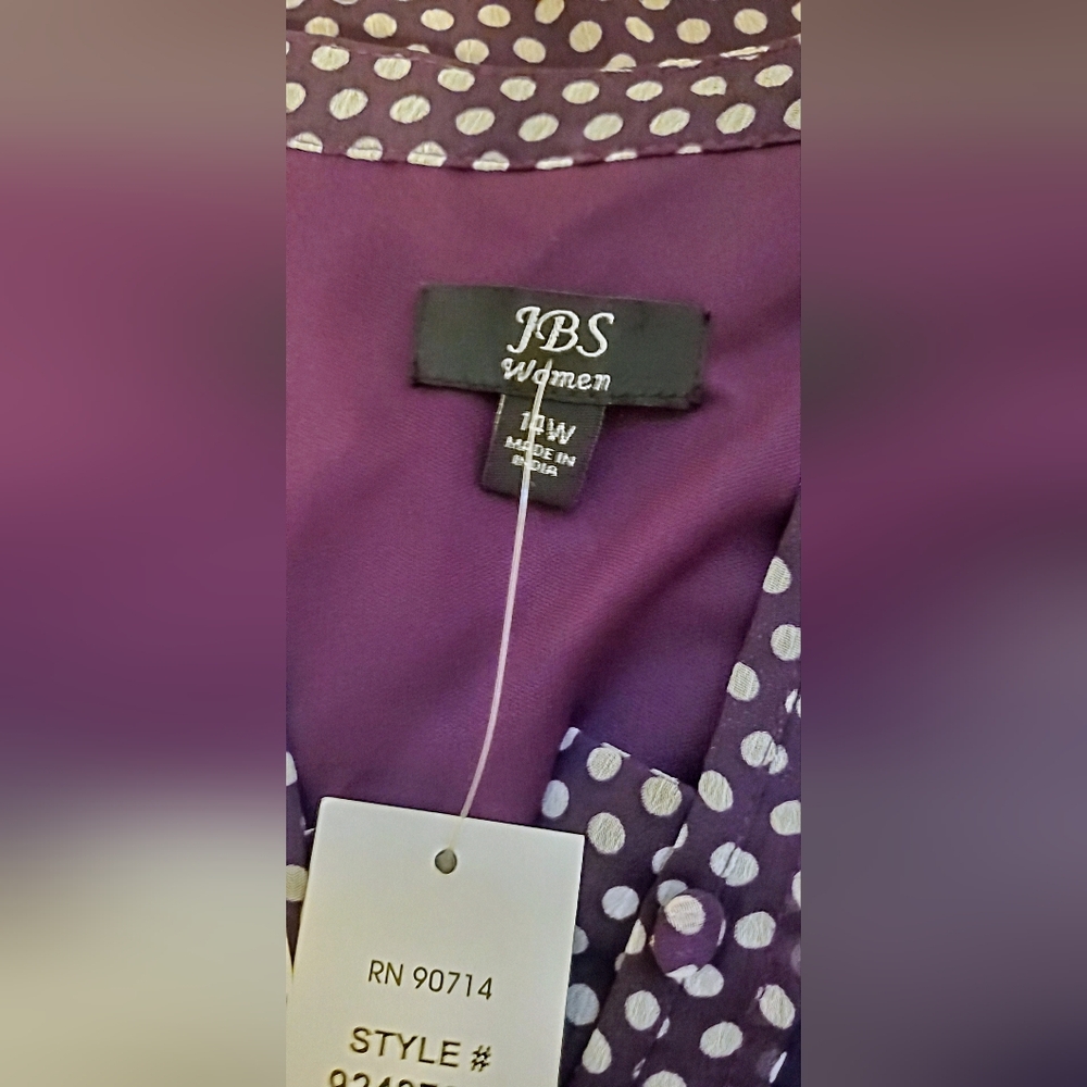 NWT JBS women plum polka dot midi dress size 14 W - Picture 6 of 11